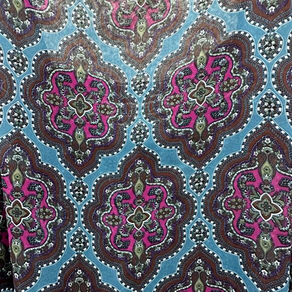 Beige by eci Large Sheer Blouse Beaded Neckline Colorful Boho Feminine Flowy - Picture 9 of 9